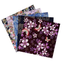 Qililandiy 5PCS Cotton Fabric Small Flower Pattern Japanese Style Fabric Patchwork Fabric for Crafts Sewing Quilting Patchwork and Face Protection, 25cmx25cm (Gold Firework)