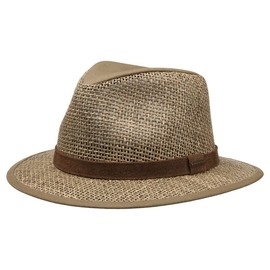 Stetson Medfield Seagrass Summer Hat - Men's Sun hat - Crown Out of Cloth - Suede Leather hat Band - Straw hat Spring/Summer Nature XXL (62-63 cm)