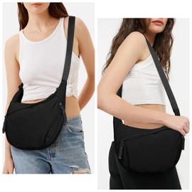 HiTotes Nylon Crescent Bag Dumpling Bag Cross Body Bag for Women Half Moon Bag Hobo Bag Sling Bag Nylon Crossbody Purse Shoulder Bag