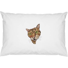 2 x 'Ginger Tabby Cat with Green Eyes' Cotton Pillow Cases (PW00041709)