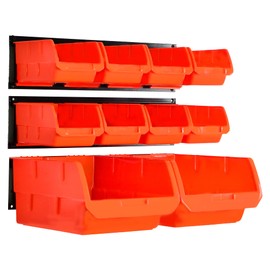 Wallmaster 8-Bin Storage Bins Garage Rack System 2-Tier Orange Tool Organizers Cube Baskets Wall Mount Organizations (Orange)