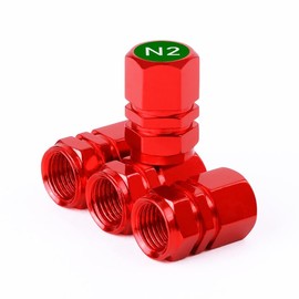4 Pcs Aluminum Tire Valve Stem Caps with N2 Nitrogen Logo, Universal Stem Covers for Cars, SUVs, Bike and Bicycle, Trucks, Motorcycles | TPMS Safe | Corrosion Resistant | Dust Proof