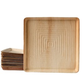 Greenovation Palm Leaf Square Tray - 12.2" x 12.2" x 0.79" | 10 Pack | Eco-Friendly Disposable Platter Trays | Biodegradable & Compostable Heavy Duty Bamboo Like Tray for Charcuterie Sushi