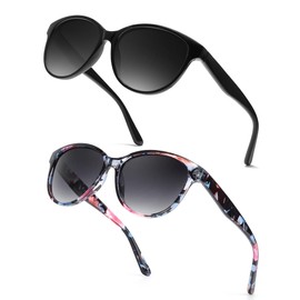 Myiaur Polarized Sunglasses for Women, Trendy Cat Eye Sun Glasses UV400 Protection Classic Retro Shade 2 Pack