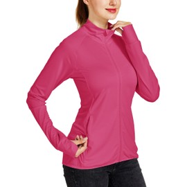 Willit Women's Long Sleeve Shirts UPF 50+ Sun Protection Jacket SPF Shirts Running Hiking Athletic UV Jacket Lightweight Rose M