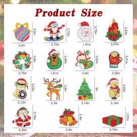 DUGEGAYL Pack of 15 Diamond Painting Christmas Diamond Painting Keyrings, DIY Diamond Painting Pendant Set for DIY Gift and Christmas Decoration