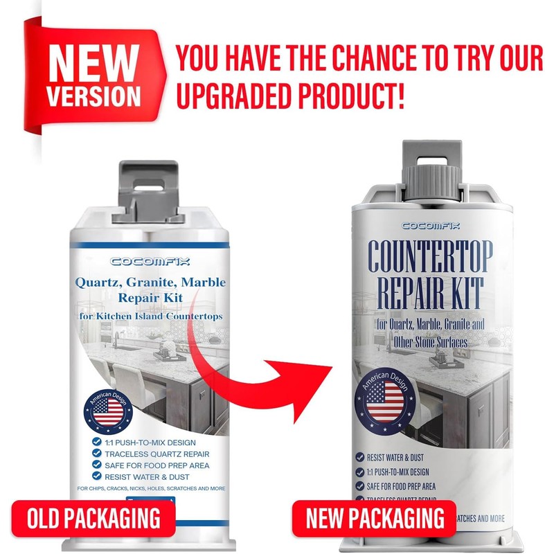 Quartz Countertop Repair Kit(White), Quick-Drying, Permanent Fix for Edge Chips,