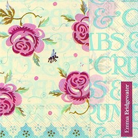 Emma Bridgewater Rose and Bee Double Sided Cocktail or Tea Napkins 20 cm square 20 in pack