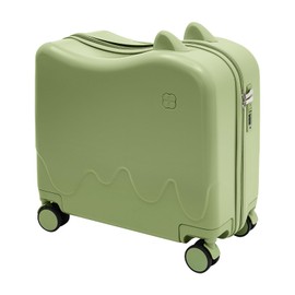 18" Ride-On Kids Suitcase with 4 Silent Universal Wheels Cute Carry on Hardside Trolly Luggage Kids Ride on Suitcase with Combination Lock Carry on Luggage for Children Ages 3-6 (Olive Green)