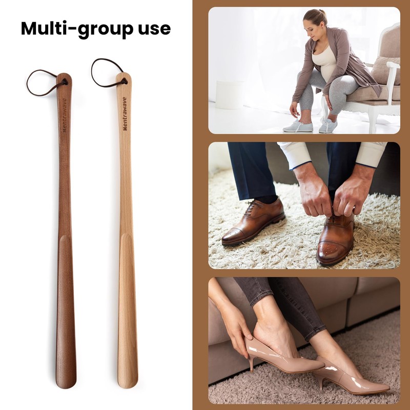 Wooden Shoe horn Long Handle for Seniors -23.6in Long handled