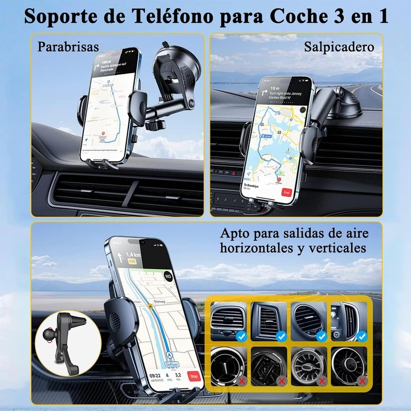 Soporte Celular para Auto Amzatek Universal 3 en 1 con