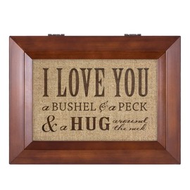 Cottage Garden I Love You A Bushel & A Peck Wood Finish Jewelry Music Box - Plays Tune You are My Sunshine