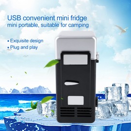 Oumij Mini USB Fridge - LED USB Refrigerator - Portable Compact Refrigerator - Drinks Beverage Cans,Refrigerator and Heater - For Home,Office, Car(Black)