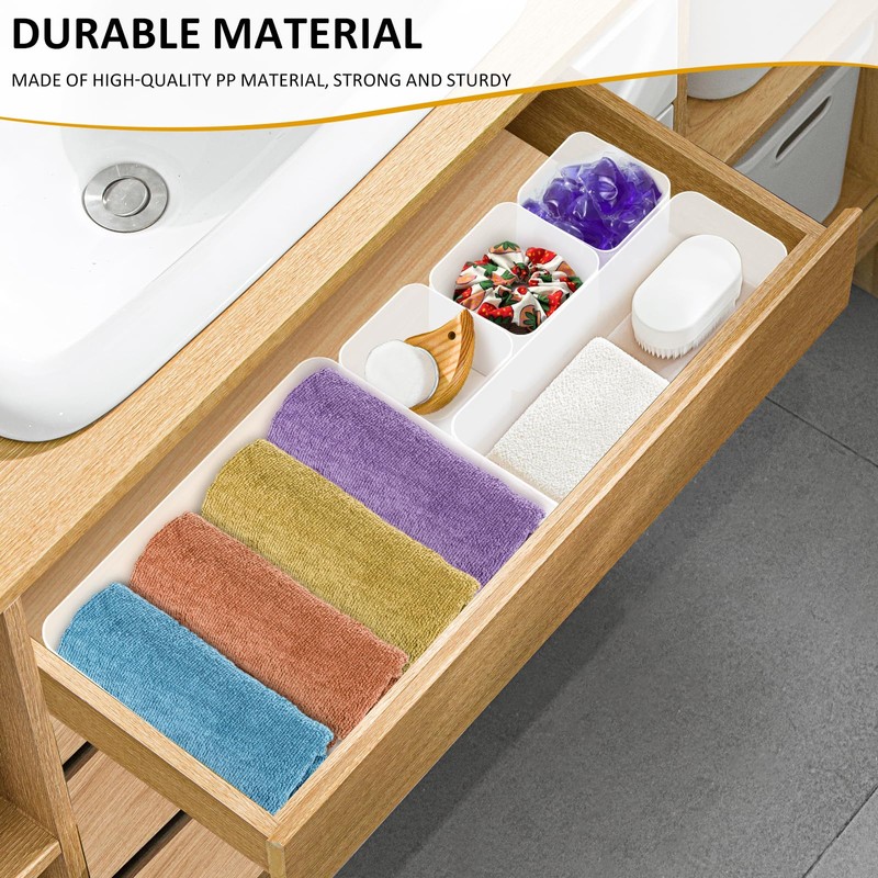 Lunhoo Set of 5 Drawer Organizer, Plastic Storage Bins for