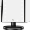 LED Vanity Mirror Three Fold USB Black with Data Cable