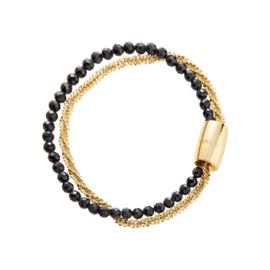 Breil, Magnetica System Collection - Small Black Sun Bracelet in Polished Stainless Steel with Black Spinel Stones and Magnetic Clasp, Colour: Gold and Black, Length: 19.5 cm, Stainless Steel, No