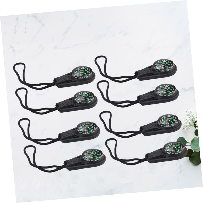 KOMBIUDA 8PCS Mini Compass Keychain with Lanyard Portable Outdoor Pendant