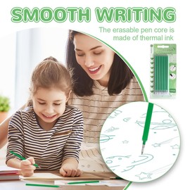 HABNI Pack of 8 Erasable Refills Green, Compatible with Legami, Green Erasable Gel Pen Refill Set, Pen Tip 0.7 mm, Height 13 cm, Pen Tip (Green)