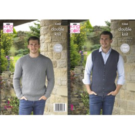 King Cole 5366 Knitting Pattern Mens Waistcoat and Sweater in Majestic DK,Multicolor,34" - 52" chest