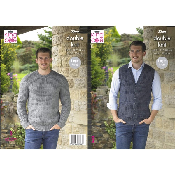 King Cole 5366 Knitting Pattern Mens Waistcoat and Sweater in