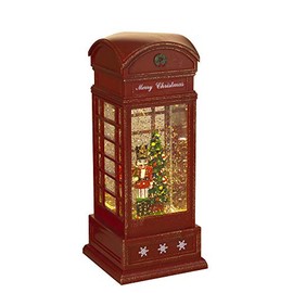 Gerson 2535570 B/O Spinning Water Globe Telephone Booth, 9.8"H