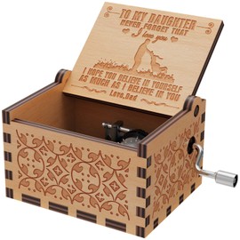 You are My Sunshine Wood Music Boxes,Laser Engraved Vintage Wooden Sunshine Musical Box Gifts for Birthday/Christmas/Valentine's Day (Dad to Daughter2)