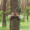 Relaxdays Tree Face 4-Piece Tree Trunk Decoration, for Hanging, Tree