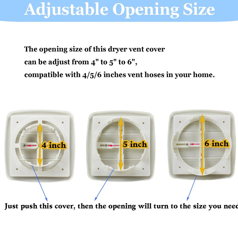Amonk Adjustable Dryer Vent Cover Outside 4'' to 5'' to
