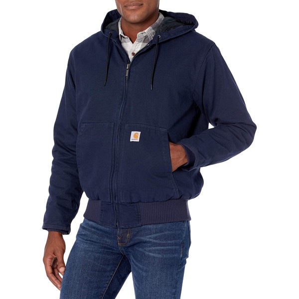 Carhartt Men's Loose Fit Washed Duck Insulated Active Jacket (Regular and Big & Tall Size), Navy, Large