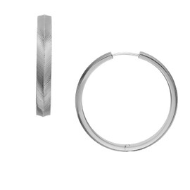 Fossil Women's Harlow Linear Texture Stainless Steel Hoop Earrings, Color: Silver (Model: JF04668040)