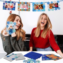 Barydat 60 Pieces Christmas DIY Picture Frames Craft Kit for Kids Xmas Felt Photo Frames with 460 Foam Stickers Winter Crafts for Holiday Party Home Christmas Tree Decor (Classic Color,Snow)