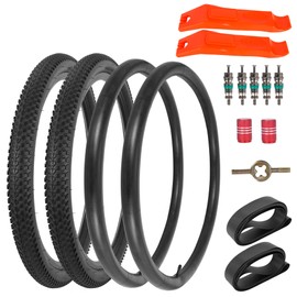 RUTU 2 Pack 26x2.35 Folding Bike Tires with Inner Tubes, 26 Inch Cruiser Bike Tire, 59-559 Bicycle Tires for Beach Bikes Off Road Bikes Hybrid Bicycles 26x2.30 26x2.35 26x2.40 2-PCS