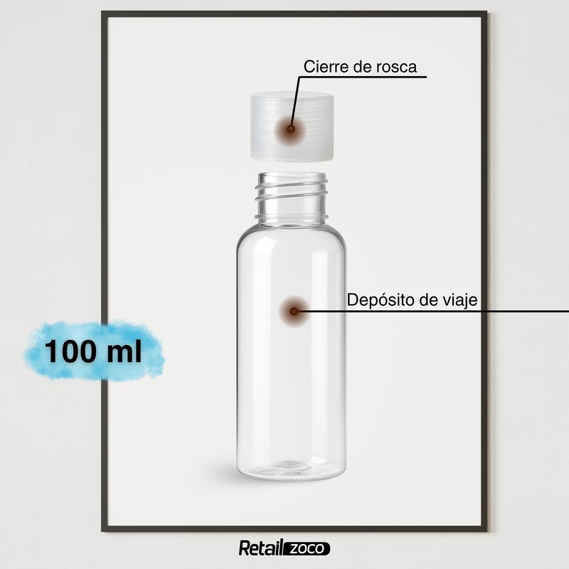 TECHZOCO Reisespender, Shampoo-Spender, 100 ml, Kosmetikflasche, geeignet für Flugreisen, 2