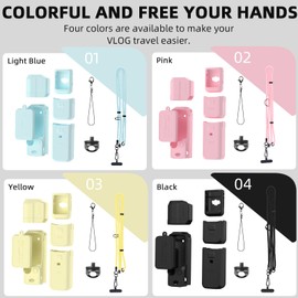 Flymile Pocket 3 Silicone Cover & Neck Lanyard, Protective Sleeve Case Lens Protector Scratch-Resistant Adjustable Easy Carry Crossbody Strap for DJI OSMO Pocket 3 Creator Combo Accessories(Yellow)