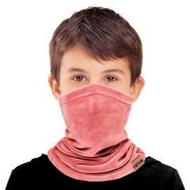 Kids Neck Warmer Gaiter Winter Fleece Face Neck Cover Balaclava Cold Weather Windproof Face Mask for Boys Girls Light Pink
