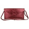 Girly Handbags Italian Suede Envelope Clutch Bag, Metallic Burgundy