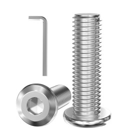 GUEEYUAW Pack of 20 M5 x 50mm Screws, 304 Stainless Steel A2 V2A Hex Socket Flat Head Screws with Hex Key Can Be Used Outdoors