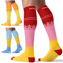 FITRELL 3 Pairs Compression Socks for Women and Men 20-30mmHg- Support Socks for Travel, Running, Nurse, Medical, Popsicle, S/M