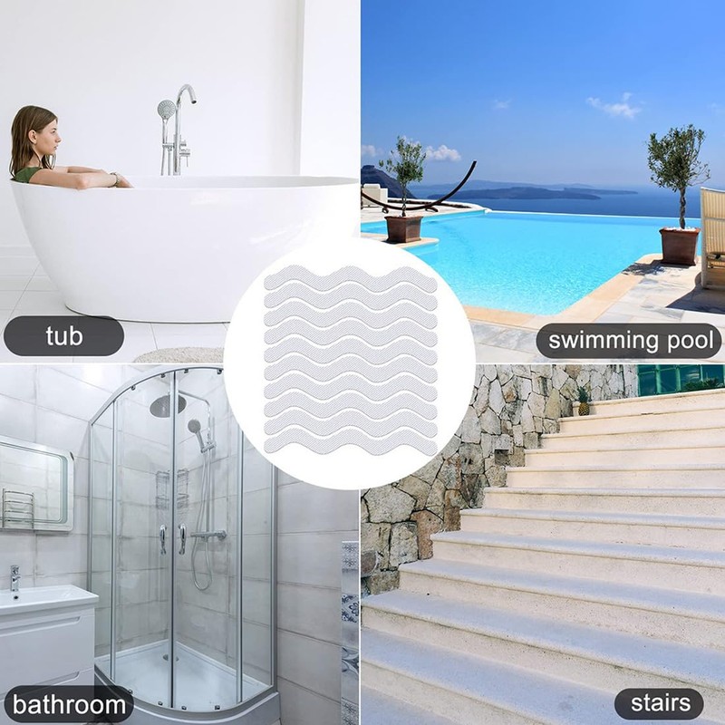 SIRLOMU Pack of 24 Non-Slip Bath Stickers (Clear)