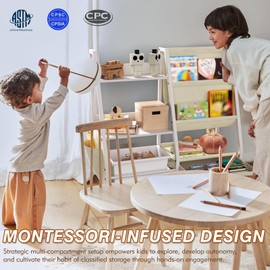 CMFYDAILY Kids Bookshelf and Toy Storage, Book Shelf for Kids Rooms, Kids Toy Storage Organizer, Toddler Bookshelf Bookcase with Sling Book Rack for Bedroom, Playroom, Nursery (White) 1