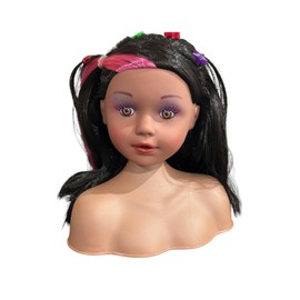 Glitzy Girl African American Styling Mini Doll Set – 50 Hair Accessories, Pretend Makeup, Hair Braiding Tools, Fashion Playset, Hair Design Kit, Role-Playing Activity, and Creative Toy