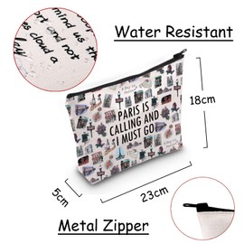 JXGZSO Paris Themed Cosmetic Bag Paris Is Calling And I Must Go Paris Merchandise Travel Makeup Bag Paris City Skyline, Paris Is Calling And I Must Go Bag, Modern
