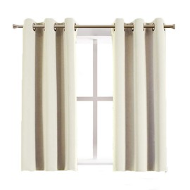 Aquazolax Blackout Curtain Panels for Bedroom - Thermal Insulated Grommet Top Blackout Draperies and Drapes for Kitchen Window, 2 Panels, W42 x L45 -Inch, Beige