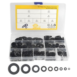 XINGYHENG 580pcs 9 Kinds Black Zinc Plated Alloy Flat Washer Assortment Kit for Screws Fastener M2 M2.5 M3 M4 M5 M6 M8 M10 M12