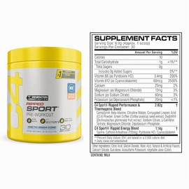 Cellucor C4 Ripped Sport Pre Workout Powder Arctic Snow Cone - Certificado NSF para deporte + Suplemento energético previo al entrenamiento sin azúcar