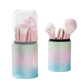 Kingshion Makeup Brush Holder with Lid, 360 Rotating Dustproof & Waterproof Make Up Brushes Container with Clear Acrylic Cover for Vanity Desktop Bathroom Countertop - Chroma