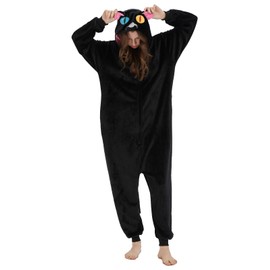 NEWCOSPLAY Unisex Adult Black Cat Onesie Pajamas Animal One Piece Costume Cosplay Sleepwear (Black Cat, Medium)