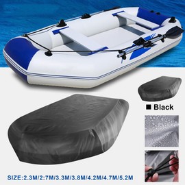 Boat Tarpaulin, Inflatable Boat, 210D Oxford Fabric Tarpaulin, Waterproof, Dustproof, UV-Resistant, Tear-Resistant Tarpaulin Cover, Protect Kayak, Canoe, Fishing Boat (Black, 420 x 94 x 46 cm)