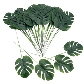 Urier Mini Artificial Palm Leaves,11" Artificial Leaves for Decoration,Center Pieces Decoration for Table Party,Leaves Wall Decor for Wedding Shower Decorations (50)