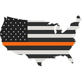 Yellow Dog 5" United States Us Subdued American Flag Thin Orange Line State Shape Search and Rescue Sticker